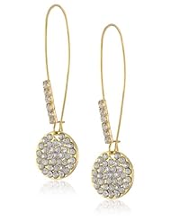ABS By Allen Schwartz Gold Tone Pave Round Drop Earrings