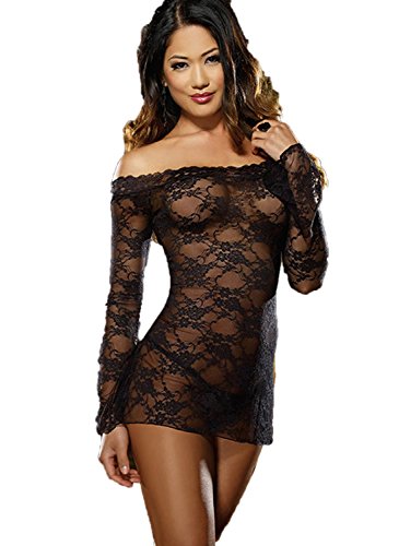 Dxnona®sexy Lace Lingerie Sleepwear Underwear Sleep (black)