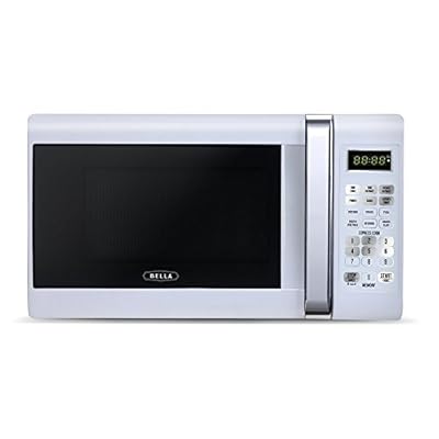 Bella 700-Watt Compact Microwave Oven, 0.7 Cubic Feet, White with Chrome