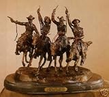 41OhI07Go2L. SL160  American Handmade 100% Bronze Sculpture Statue Coming Through the Rye By Frederic Remington Mini Size 11 Inches Tall