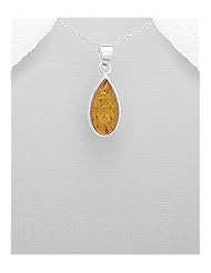 Baltic Amber Pendant Necklace In 92.5 Sterling Silver