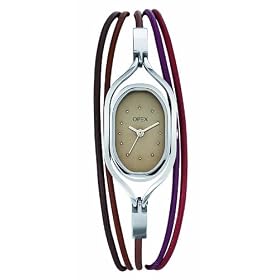 Opex - X3631LA2 - Colette - Montre Femme - Quartz Analogique - Cadran Acier Bross� - Bracelet Cuir Bordeau/Brun/Prune