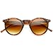 zeroUV Retro Horned Rim P3 Keyhole Round Horn Rimmed Sunglasses (Matte-Tortoise Amber)