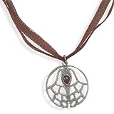 Sterling Silver 17.5 Inch Organza Necklace with Garnet Pendant