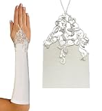 Astrapahl, Handschuh 30cm in Satin, Brauthandschuh, Farbe creme, A127