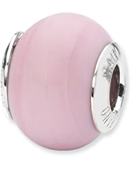 Sterling Silver Reflections Pink Matte Italian Murano Bead