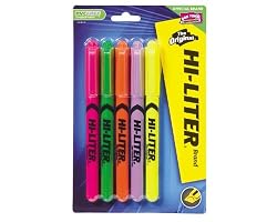 Avery Pen Style HI-LITER, Assorted Fluorescent Colors, Pack of 5 (23555)
