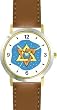 Star of David or Mogen David No.1 Judaica Jewish Theme - WATCHBUDDY&reg; DELUXE TWO-TONE THEME WATCH - Arabic Numbers - Brown Leather Strap-Women's Size-Small