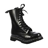 ROCKY-10 10 Eyelet Steel Toe Black Leather Boots