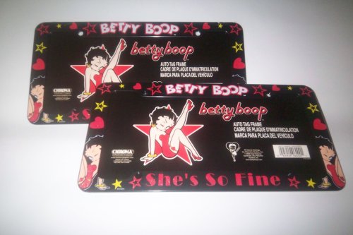 Betty Boop Car Auto Truck SUV RV License Plate Tag and License Plate Frame Set