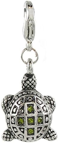 Quiges Charms Silver Plated Turtle Click-on Charm Lobster Clasp for Charms Bracelet, Necklace or Charms Carrier