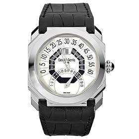 Gerald Genta Octo Bi-Retro Mens Watch 18K White Gold Case Strap Crocodile Leather Black...