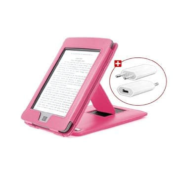 DURAGADGET Housse Etui Rose en Cuir Véritable avec Support Intégré pour le Nouveau Lecteur de Livre Electronique Amazon Kindle TOUCH, WIFI & 3G, écran tactile 6