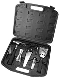 Picnic Time Bar Tool Set Hammer, Saw, Corkscrew Screwdriver, Strainer, Olive Picks, Jigger (Black/Silver)