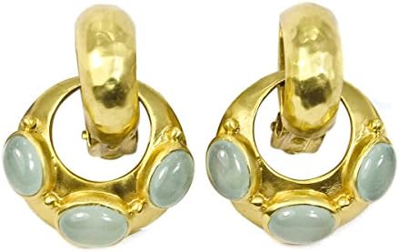 Julie Vos 24K Gold Milano Clip On Aqua Chalcedony Earring Accessory
