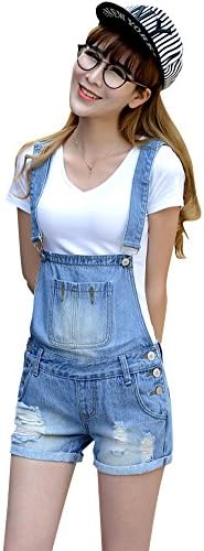 DAIJEAN Womens Sweety Denim Bib Overall Short Jeans Jumpsuit (6 (Asia 28))