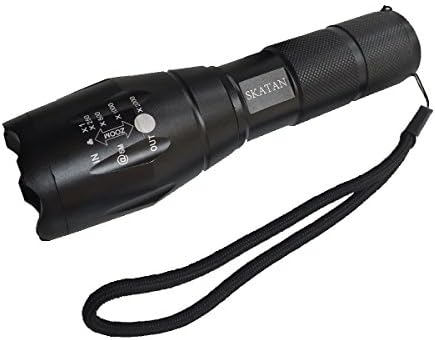 SKATAN 900 High Lumens Ultra Bright CREE XML T6 LED Flashlight Adjustable Focus 5 Light Modes for Camping Hiking Self-defense & SOS Portable Outdoor Water Resistant Torch