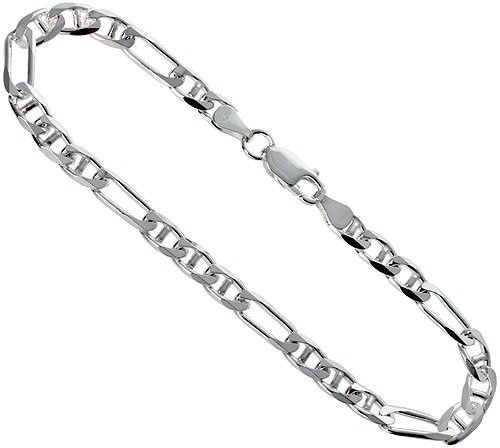 Sterling Silver 5.5 mm (1/4 inch) Medium Thick Figarucci Chain, NICKEL FREE, All sizes available