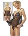 Sports : Verf&uuml;hrerisches BabyDoll Set schwarz mit Zierschn&uuml;rung und Stickerei - Gr. M