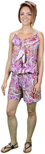 VenJoin 100% Rayon Halter Top Shorts Jumpsuit M/L Pink BI
