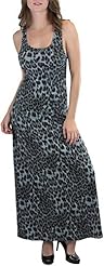 Animal Print Stretchy Polyester/Spandex Scoop Neck Maxi Dress 