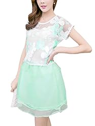 Mesh Tiered Chiffon/Organza/Polyester Short Sleeves Spaghetti Strap Round Neck  Dress