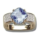 .23 CT 8MM CHECKERCUT AQUA PAVE' DIAMOND SHOULDERS RING