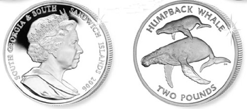 2006 South Georgia Native Wildlife - Sterling Silver - Humpback Whale Coin
