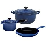 Le Creuset Essential Enameled Cast-Iron 5-Piece Cookware Set, Cobalt Blue