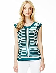 Autograph Pure Silk Striped Top