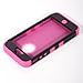 ATC Silicone Soft Skin and Solid Rubber Feel Hard Tuff Design Armor Defender Hybrid Protector Case Cover for Apple iPhone 5 5G (Black+Pink)