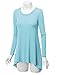 Lock and Love WT953 Womens Round Neck Long Sleeve Rib Trapeze Tunic Top L Aqua