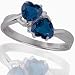 10k White Gold Created Blue Sapphire and Diamond Heart Ring (.02 cttw, I-J Color, I1 Clarity)