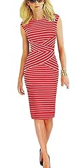 Sexy Sleeveless Vertical Stripe Stretchy Spandex Party Dress 
