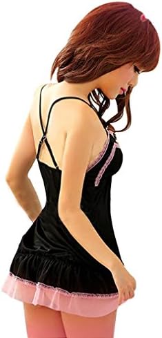 Amour- Sexy Lingerie Little Black Dress Babydoll Pink Lace Trims