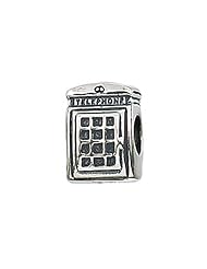 Zable (tm) Sterling Silver Telephone Booth Pandora Compatible Bead / Charm