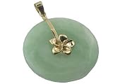 Light Green Jade Gold Plumeria Disc, 14k Gold