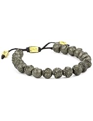 M.Cohen Handmade Designs Carved Pyrite Skulls with Gold Plated Silver Closure Bracelet