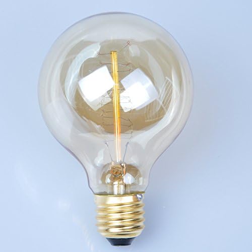 Art Bulb (6 Pack) G80R Vintage Spiral Filament Edison Bulb with E26 Medium Base, 40W, 110-120VAC, Soft White, Globe, for Hanging Pendant Light Fixtures
