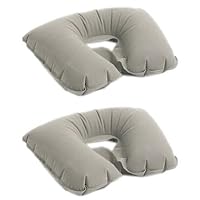 Pair Of 2 Inflatable Neck Pillows For Home & Travel - Velour