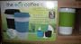 The Eco Coffee Cup Set/3 Ceramic Cups With Silicone Lids & Sleeves 12oz