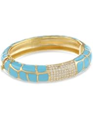 CZ by Kenneth Jay Lane "Trend Collection" Enamel 4 cttw Hinge Bangle Bracelet