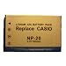 NP20 / NP-20 3.7V 750mAh High capacity replacement Li ion Battery for Casio digital camera models EX-S100 EX-S500EO EX-S500GY EX-S500WE EX-S600EO EX-S600GD Exilim EX-M1 EX-M2 EX-M20 EX-M20U EX-S1 EX-S100 EX-S100WE EX-S1PM EX-S2 EX-S20 EX-S20U EX-S2PW EX-S3 EX-S500 EX-Z3 EX-Z4 EX-Z4U EX-Z60 EX-M1 M2 S1 S1PM S2 S3 S4 S100 S500 S600D/Z3 Z4S Z75 ES-5 EX-270 EX-Z5 EX-Z60 EX-S770 S880 S770 Replaces part numbers CASIO: NP-20 NP-20DBA POLAROID : PR-119DG SONY : DCS001, DLCS20, NP-FM20, NP20CP, VSN018L08S, VSN020L08D, VSN020L08S APS : BC1066 CTA : DB-NP20 DIGIPOWER : BP-NP20 DURACELL : DRCA20 MAXELL : DC3776 SAKAR : CB-20 SUNPAK : RB-7 ULTRALAST : ULNP20