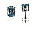 Sterling Silver Blue Topaz Oval Earrings