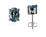 Sterling Silver Blue Topaz Oval Earrings