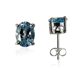 Sterling Silver Blue Topaz Oval Earrings by Amazon.com Collection