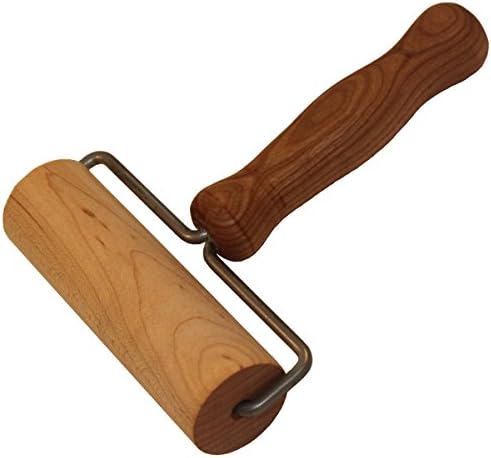 Sugar Maple with Cherry Handle Pasta, Pizza, Pastry & Fondant Roller: Solid Wood Design. Hand Crafted in the USA.