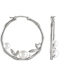 Sterling Silver Cultured Pearl and Diamond Earrings -- LIFETIME WARRANTY