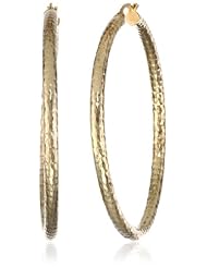 Goldtone Finish Silver Diamond Cut Hoop Earrings