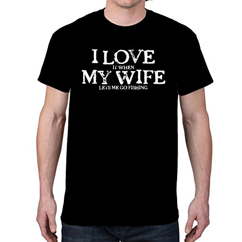 Men's I LOVE MY WIFE...FISHING Black T-shirt